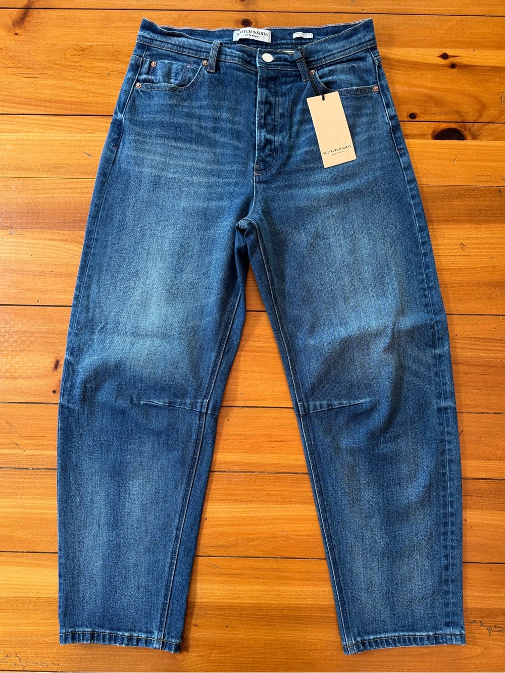 NWT Scotch & Soda "The Loop" High Rise Barrel Leg Jeans in Dark Wash, Size 4/27